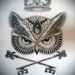 A bagoly tetoválási vázlatának egyedi változata - használható bagoly tetoválásához a nyakon