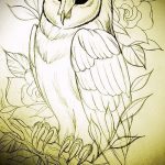 A bagoly tetoválási vázlatának hűvös változata - bagoly tetoválásához használható a lábfotón