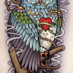 A bagoly tetoválási vázlatának stílusos változata - bagoly és álomfogó tetoválásához használható