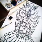 A tetoválás méltó változata egy bagoly vázlata - felhasználható bagoly tetoválásához a karon