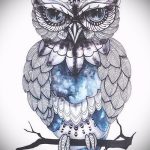 A bagoly tetoválási vázlatának hűvös változata - felhasználható egy bagoly színes tetoválásához