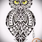 A bagoly tetoválási vázlatának stílusos változata - bagoly és koponya tetoválásához használható