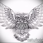 A bagoly tetoválási vázlatának megfelelő változata - használható bagoly tetoválásához a lábán