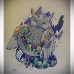A bagoly tetoválási vázlatának hűvös változata - felhasználható bagoly vagy bagoly tetoválás jelentésére