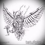 A tetoválás érdekes változata egy bagoly vázlata - felhasználható bagoly tetoválásához az alkaron