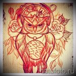 A bagoly tetoválási vázlatának hűvös változata - használható bagoly tetoválásához a csuklón