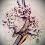 A bagoly tetoválási vázlatának hűvös változata - felhasználható egy bagoly színes tetoválásához