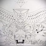 Egy bagoly tetoválási vázlatának érdekes változata - felhasználható egy bagoly tetoválásához a lábán