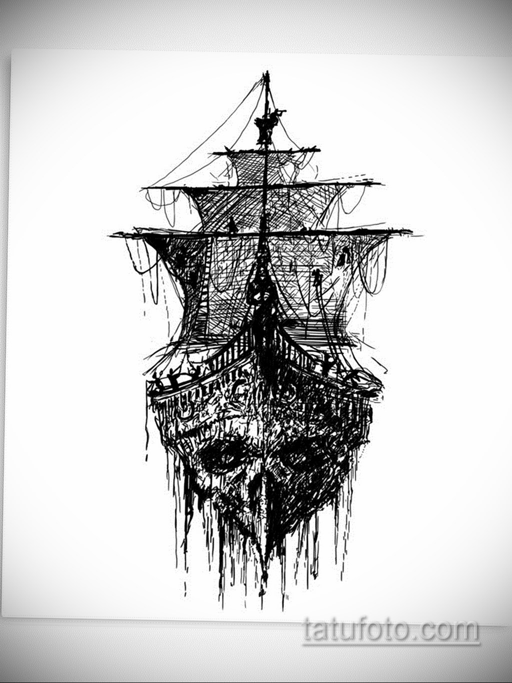 vázlat egy szellemhajó tetoválásához 2019.09.27. №011 -fregatt tetoválás vázlata -