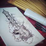 vázlat a tetováló világítótorony hajóhoz 2019.09.24. №004-a fej hátsó része tattoo- tattoo-photo.ru