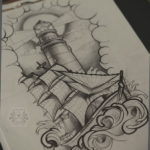 vázlat tetováló világítótorony hajóhoz 2019.09.24. №002-a fej hátsó része tetoválás