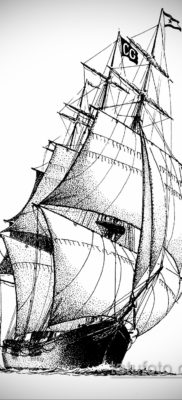 vázlat vitorlázó tetoválóhajóhoz 2019.09.27. №006 -fregatt tetoválás vázlata -