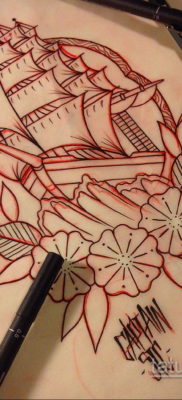 vázlat egy régi iskola tetoválóhajójára 2019.09.27. №013 -rajzoljon fregatt tetoválást