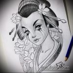 vázlat egy gésa tetoválásról # 677 egy rajz méltó változata, amely sikeresen használható a gésa tetoválás feldolgozására és alkalmazására sakurával