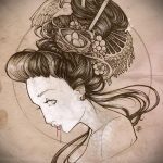 vázlat egy 461 -es gésa tetoválásról - a kép méltó változata, amely sikeresen használható a gésa ujjának tetoválásaként történő megváltoztatására és alkalmazására