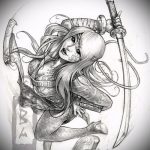 vázlat egy gésa tetoválásról # 735 egy rajz hűvös változata, amely sikeresen használható a finomításhoz és a gésa és a hania maszk tetoválásához