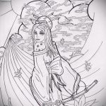 vázlat egy gésa tetoválásról # 352 egy rajz hűvös változata, amely jól használható a gésa tetoválás feldolgozására és alkalmazására a lábán