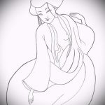 vázlat egy gésa tetoválásról # 452 egy rajz érdekes változata, amely sikeresen használható a tetoválás átalakítására és alkalmazására, mint egy gésa karddal