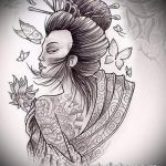 vázlat egy gésa tetoválásról # 448 egy rajz klassz változata, amely sikeresen használható a tetoválás véglegesítésére és alkalmazására, mint egy gésa karddal