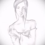 vázlat egy 720 -as számú gésa tetoválásról - a rajz hűvös változata, amely jól használható változtatásra és alkalmazásra esernyővel ellátott gésa tetoválásaként