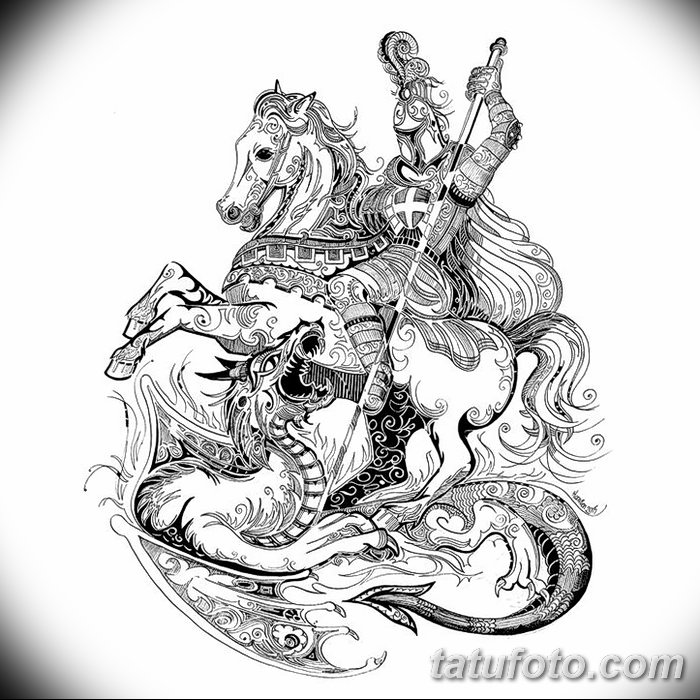 رسم تخطيطي للوشم جورج المنتصر بتاريخ 12/28/2017 برقم 004 - القديس. جورج -