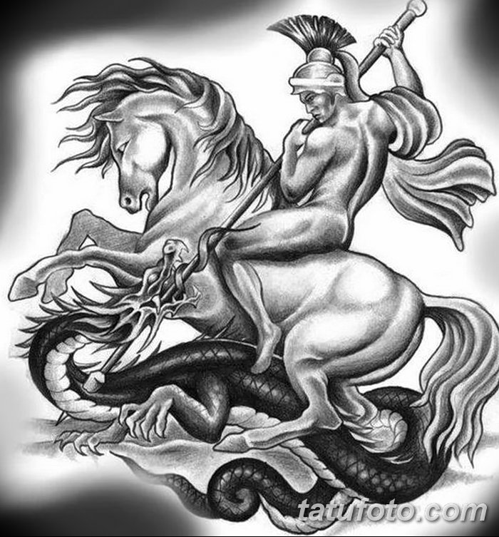 رسم تخطيطي للوشم جورج المنتصر بتاريخ 12/28/2017 برقم 047 - القديس. جورج -