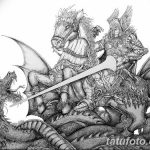 رسم تخطيطي للوشم جورج المنتصر بتاريخ 12/28/2017 برقم 015 - القديس. جورج -