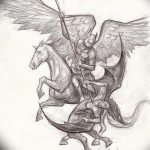 رسم تخطيطي للوشم جورج المنتصر بتاريخ 12/28/2017 برقم 067 - القديس. جورج -