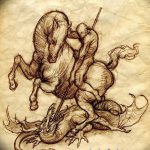 رسم تخطيطي للوشم جورج المنتصر بتاريخ 12/28/2017 برقم 069 - القديس. جورج -