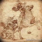 رسم تخطيطي للوشم جورج المنتصر بتاريخ 12/28/2017 برقم 085 - القديس. جورج -