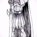 vázlat a 667 -es számú gladiátor tetoválásról - a minta érdekes változata, amely jól használható feldolgozásra és gladiátor tetoválásként történő alkalmazásra a hátán