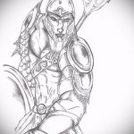 vázlat a 363 -as számú gladiátor tetoválásról - a minta egyedi változata, amely sikeresen használható a rómaiakkal és gladiátorokkal való tetoválás feldolgozására és alkalmazására