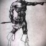 vázlat a 317 -es számú gladiátor tetoválásról - a minta hűvös változata, amely sikeresen használható átalakításra és gladiátorhüvely -tetoválásként történő alkalmazásra