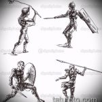 vázlat a gladiátor tetoválásról # 727 - a minta egyedi változata, amely sikeresen használható a páncél átalakítására és felhelyezésére a lábára gladiátor tetoválásként