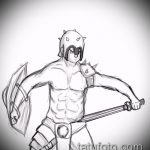 vázlat a gladiátor tetoválásról # 887 - a minta egyedi változata, amely jól használható feldolgozásra és gladiátor tetoválásként történő alkalmazásra lánccal