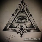 vázlat egy szemtetoválásról egy háromszögben # 148 - a minta egyedi változata, amely könnyen használható feldolgozásra és tetoválásként történő alkalmazásra az alkar háromszögében