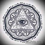 vázlat egy szemtetoválásról egy háromszögben # 246 - a minta exkluzív változata, amely jól használható a csuklón lévő háromszög szemének tetoválásaként történő módosítására és alkalmazására