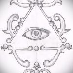 egy szem tetoválás vázlata egy háromszögben # 55 egy rajz egyedi változata, amely sikeresen használható a szem véglegesítésére és felhelyezésére egy háromszögben, szárnyakkal tetoválásként