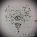 vázlat egy szemtetoválásról egy háromszögben # 592 - a minta exkluzív változata, amely könnyen használható a tetováláshoz és a szem tetoválásához a háromszögben a lábán