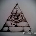 szem tetoválás vázlata egy háromszögben # 814 - egy rajz exkluzív változata, amely könnyen használható a szemek tetoválásaként történő feldolgozására és alkalmazására egy szárnyas háromszögben