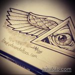 vázlat egy szem tetoválásról egy háromszögben # 651 - a rajz hűvös változata, amely sikeresen használható a szem háromszög alakú átalakítására és felhelyezésére a lábán tetoválásként