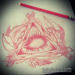 vázlat egy szem tetoválásról egy háromszögben # 822 - a rajz hűvös változata, amely könnyen használható a csuklón lévő háromszög szemének tetoválásaként történő feldolgozására és alkalmazására