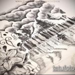 55 -ös hegyi tetoválási vázlat - a kép exkluzív változata, amely jól használható az ararát tetoválására és átalakítására