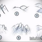 A hegyi tetoválás vázlata # 995 a minta érdekes változata, amely jól használható egy színes hegy átalakítására és tetoválásként történő alkalmazására