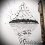 A hegyi tetoválás vázlata # 654 a minta klassz változata, amely könnyen használható átalakítására és hegyi tetoválásként történő alkalmazására a hátán