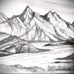 A hegyi tetoválás vázlata # 446 a kép hűvös változata, amely könnyen használható erdei és hegyi tetoválásként történő feldolgozásra és alkalmazásra