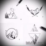 A hegyi tetoválás vázlata # 714 egy rajz méltó változata, amely sikeresen használható hegyek és csillagok tetoválásként történő feldolgozására és alkalmazására