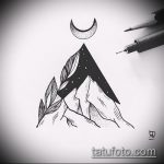 A hegyi tetoválás vázlata # 887 a minta egyedi változata, amely sikeresen használható a hegyek és a hó tetoválásként történő véglegesítésére és felhordására.