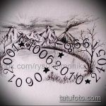 hegyi tetoválás vázlata №781 - a kép méltó változata, amely sikeresen használható a felülvizsgálathoz és a hegyi táj tetoválásához