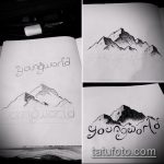 A hegyi tetoválás vázlata # 399 a minta érdekes változata, amely sikeresen használható a hegyek és az erdő átalakítására és alkalmazására tetoválásként